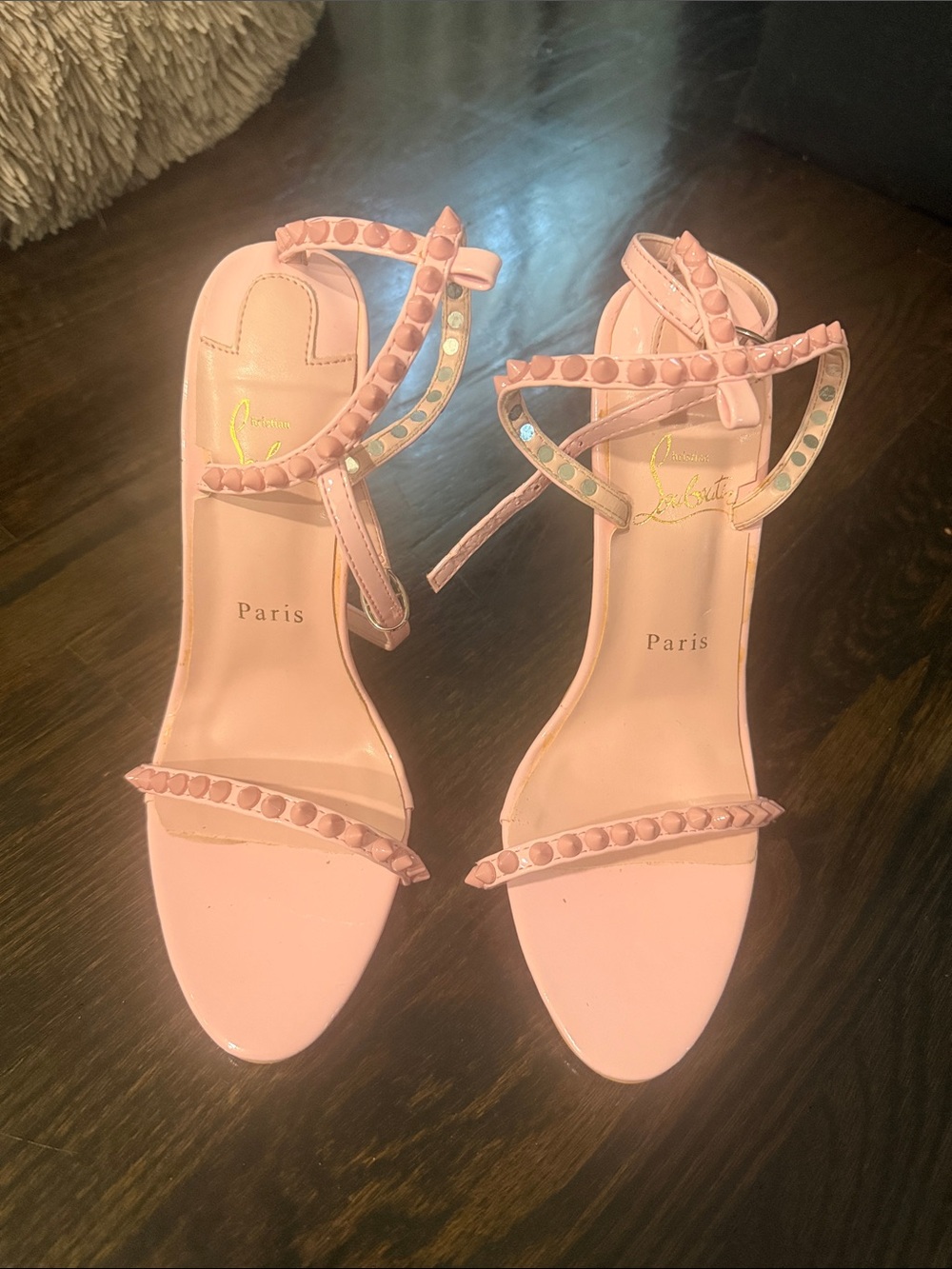 Christian Louboutin Pale Pink Studded Strappy Sandals